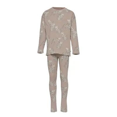 Top Leggings Snow Leopard Pyjamas Set Rosa Lindex