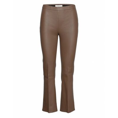 Tyson Crop Flare Leather Pants Trousers Leather Leggings/Byxor Brun Dante6