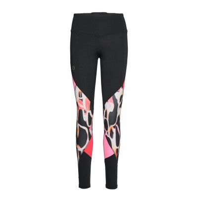 Ua Rush Print Color Block Leggings Running/training Tights Svart Under Armour
