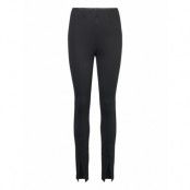 Viliva Manon Hw Slit Leggings Bottoms Trousers Leather Leggings-Byxor Svart Vila