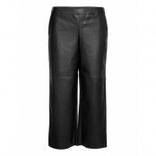 Vipen Rwrx Cropped Coated Pants - Trousers Leather Leggings/Byxor Svart Vila