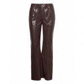 Vmkithy Hr Loose Str Glossy Pl Pant Bottoms Trousers Leather Leggings-Byxor Brown Vero Moda