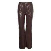 Vmkithy Hr Loose Str Glossy Pl Pant Bottoms Trousers Leather Leggings-Byxor Brun Vero Moda