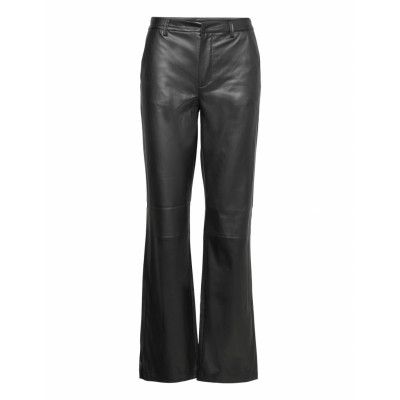 Vmzamiraolympia Mr Straight Pl Pant Noos *Villkorat Erbjudande Trousers Leather Leggings/Byxor Svart Vero Moda