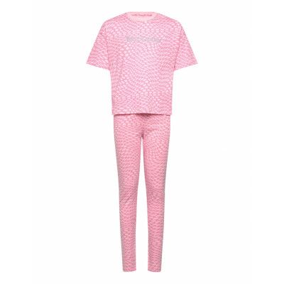 Juicy Couture Warped Juicy Ss Tee And Legging Lounge Set Rosa