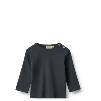 Wheat T-Shirt L/S Milo - Navy - 80