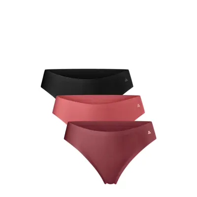 Women's Invisible Thong 3-Pack Sport Panties Thong Red Danish Endurance