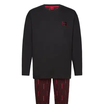 Acid Logo Long Set Designers Night & Loungewear Pyjamas Black HUGO