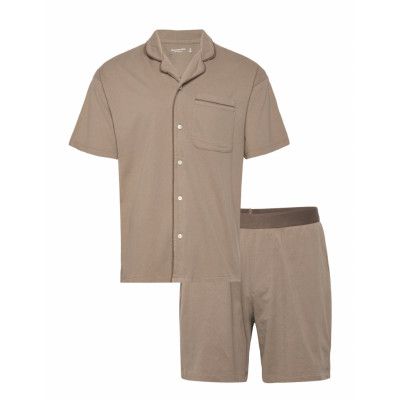 Anf Mens Sleep Pyjamas Beige Abercrombie & Fitch