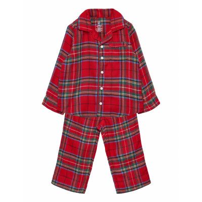 Babygap 100% Recycled Plaid Print Pj Set Pyjamas Set Röd GAP