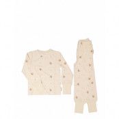 Geggamoja X Mrs Mighetto Bamboo 2 Pcs Pyjamas *Villkorat Erbjudande Pyjamas Set Beige Geggamoja