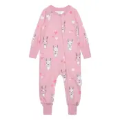 Geggamoja Bamboo Two Way Zip Pyjamas Pink Lama Rosa