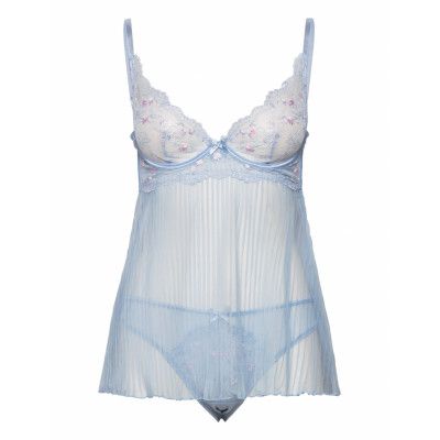 Bd Wired Plisse Chiffon Olivia Pyjamas Blue Hunkemöller