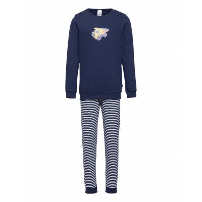 Boys Pyjama Long Pyjamas Set Navy Schiesser