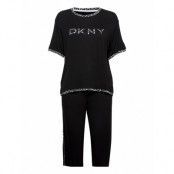 Bright Idea Top & Capri S/S Pj Set Pyjamas Svart DKNY Homewear