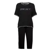 Bright Idea Top & Capri S/S Pj Set Pyjamas Svart DKNY Homewear