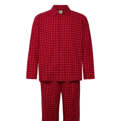 Calvin Klein Ls Button Down Pant Set Röd