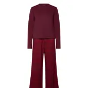 Calvin Klein Ls Tee Flannel Pant Set - Burgundy - M