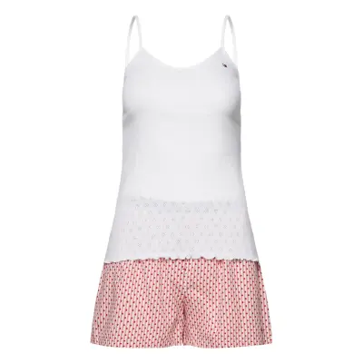 Cami Short Set Pointelle Pyjamas Vit Tommy Hilfiger