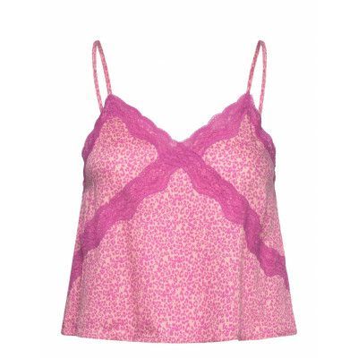 Cami Vis Satin Lace Animal Pyjamas Pink Hunkemöller