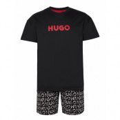 Camo Logo Short Set Designers Night & Loungewear Pyjamas Black HUGO