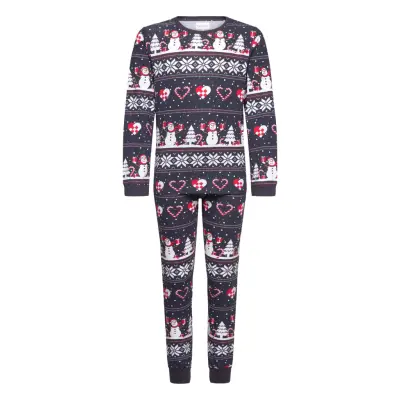 Happy Seasons Christmas Heart Pajamas Navy Kids Marinblå
