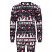 Christmas Sweats Christmas Heart Pajamas Navy Svart