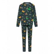 Christmas Sweats Dino Christmas Pyjamas Kids Grön