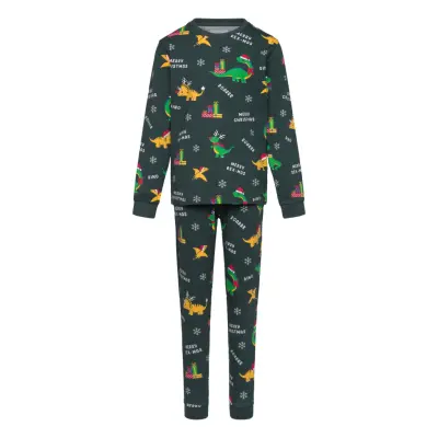 Happy Seasons Dino Christmas Pyjamas Kids Grön