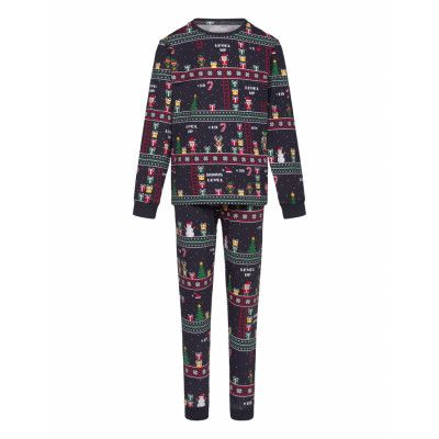 Christmas Sweats Vintage Gaming Pyjamas Kids Marinblå