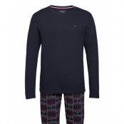 Cn Ls Pant Jersey Set Print *Villkorat Erbjudande Pyjamas Blå Tommy Hilfiger