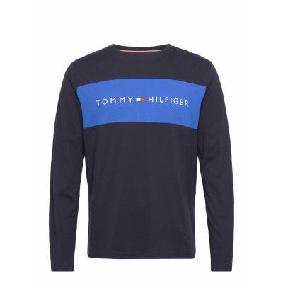 Cn Ls Tee Logo Flag Underwear Night & Loungewear Pyjama Tops Black Tommy Hilfiger