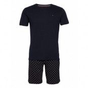 Cn Ss Short Jersey Set Print Pyjamas Blå Tommy Hilfiger