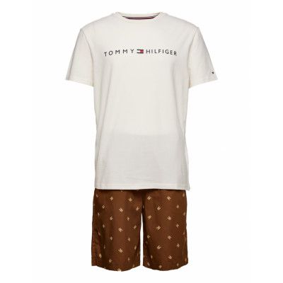 Cn Ss Short Woven Set *Villkorat Erbjudande Pyjamas Beige Tommy Hilfiger