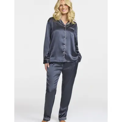 Damella of Sweden Satin Pyjamas - Navy - XL