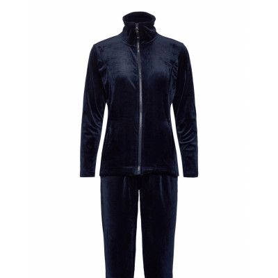 Decoy Velour Homewear Set Pyjamas Blå Decoy