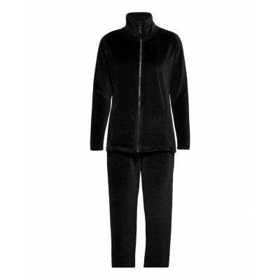 Decoy Velour Homewear Set *Villkorat Erbjudande Pyjamas Svart Decoy