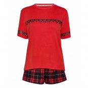 Dkny 100% Dkny Top, Boxer & Eyemask Box Pyjamas Röd DKNY Homewear