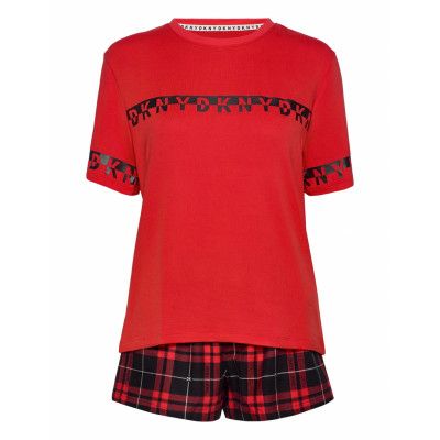 Dkny 100% Dkny Top, Boxer & Eyemask Box Pyjamas Röd DKNY Homewear