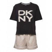 Dkny Just Checking In Top & Boxer Pyjamas Svart DKNY Homewear