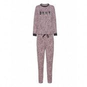 Dkny Name Drop Top & Jogger Set Pyjamas Rosa DKNY Homewear