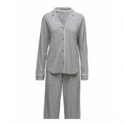 Dkny New Signature L/S Top & Pant Pj Set Pyjamas Grå DKNY Homewear