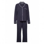 Dkny New Signature L/S Top & Pant Pj Set Pyjamas Marinblå DKNY Homewear