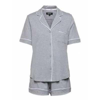 Dkny New Signature S/S Top & Boxer Pj Pyjamas Grå DKNY Homewear