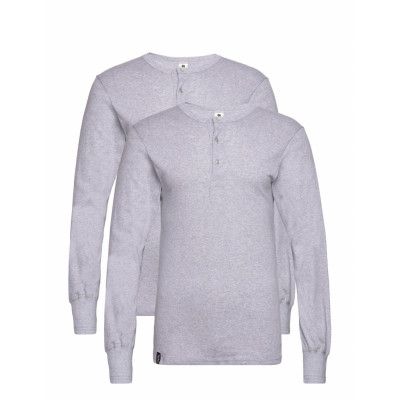 Dovre Granddad - 2-Pack Tops T-shirts Long-sleeved Grå Dovre