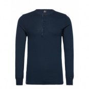 Dovre T-Shirt 1/1 Ærme/Stolpe Underwear Night & Loungewear Pyjama Tops Navy Dovre