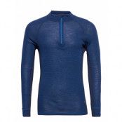 Dovre Wool Ls Shirt With Zip *Villkorat Erbjudande Underwear Night & Loungewear Pyjama Tops Blå Dovre