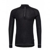 Dovre Wool Ls Shirt With Zip *Villkorat Erbjudande Underwear Night & Loungewear Pyjama Tops Svart Dovre