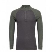 Dovre Wool Ls Zip Organic Underwear Night & Loungewear Pyjama Tops Multi/mönstrad *Villkorat Erbjudande Dovre