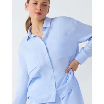 Etam Isame -  Long Sleeve Pyjama Shirt - Blue - XL